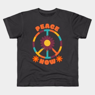 Hippie Peace Sign Retro Flowers Kids T-Shirt